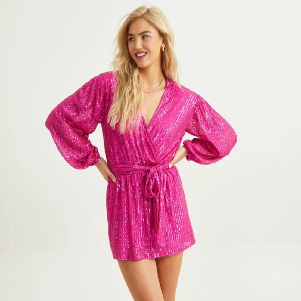 Fuchsia Sequin Romper - Brand New